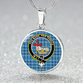 MacDonald Lord of the Isles Hunting Blue (Donald Lord of the Isles Hunting Blue) Ancient Tartan Crest Circle Necklace
