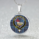 MacDonald Lord of the Isles Hunting Blue (Donald Lord of the Isles Hunting Blue) Modern Tartan Crest Circle Necklace