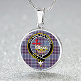 MacDonald Lord of the Isles Hunting Blue (Donald Lord of the Isles Hunting Blue) Weathered Tartan Crest Circle Necklace