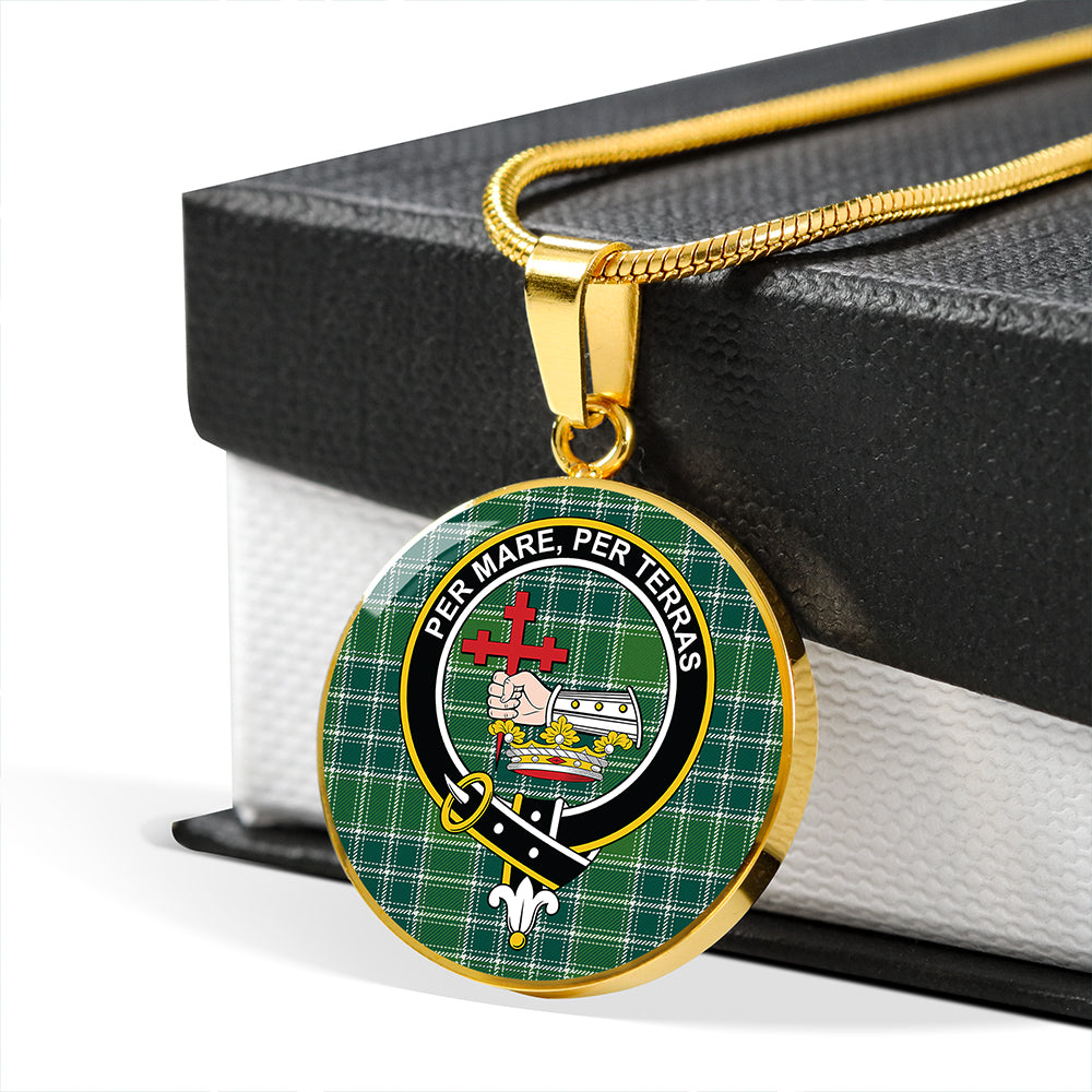 MacDonald Lord of the Isles; Hunting Ancient Tartan Crest Circle Necklace