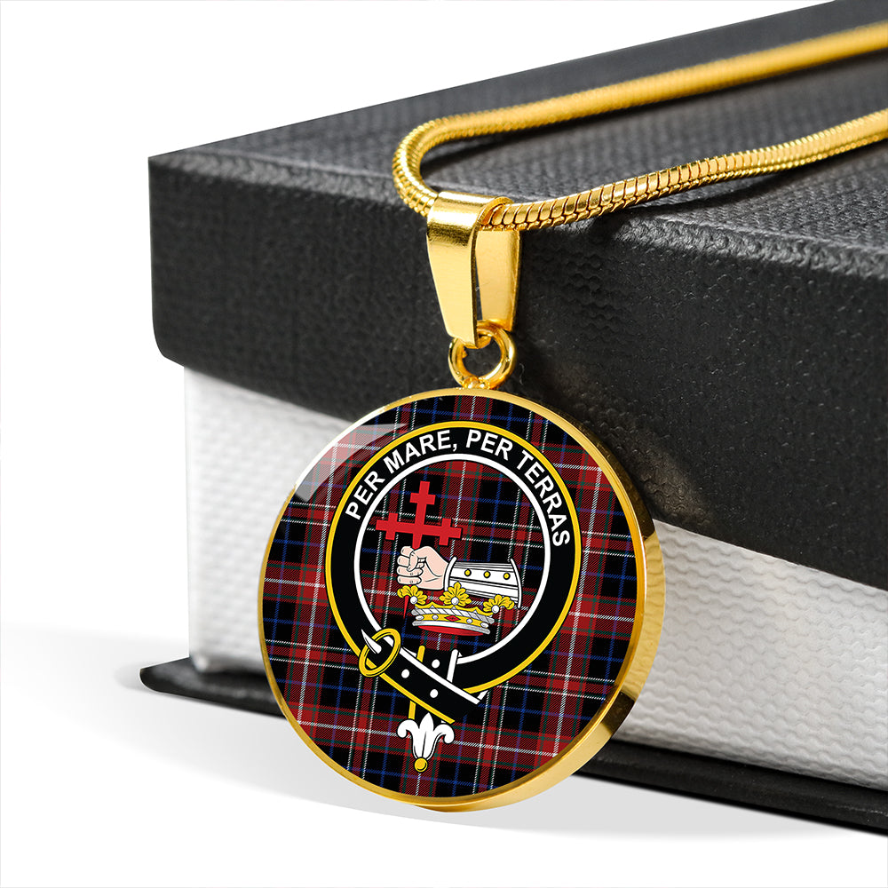 MacDonald Sir John A (Donald Sir John A) Modern Tartan Crest Circle Necklace
