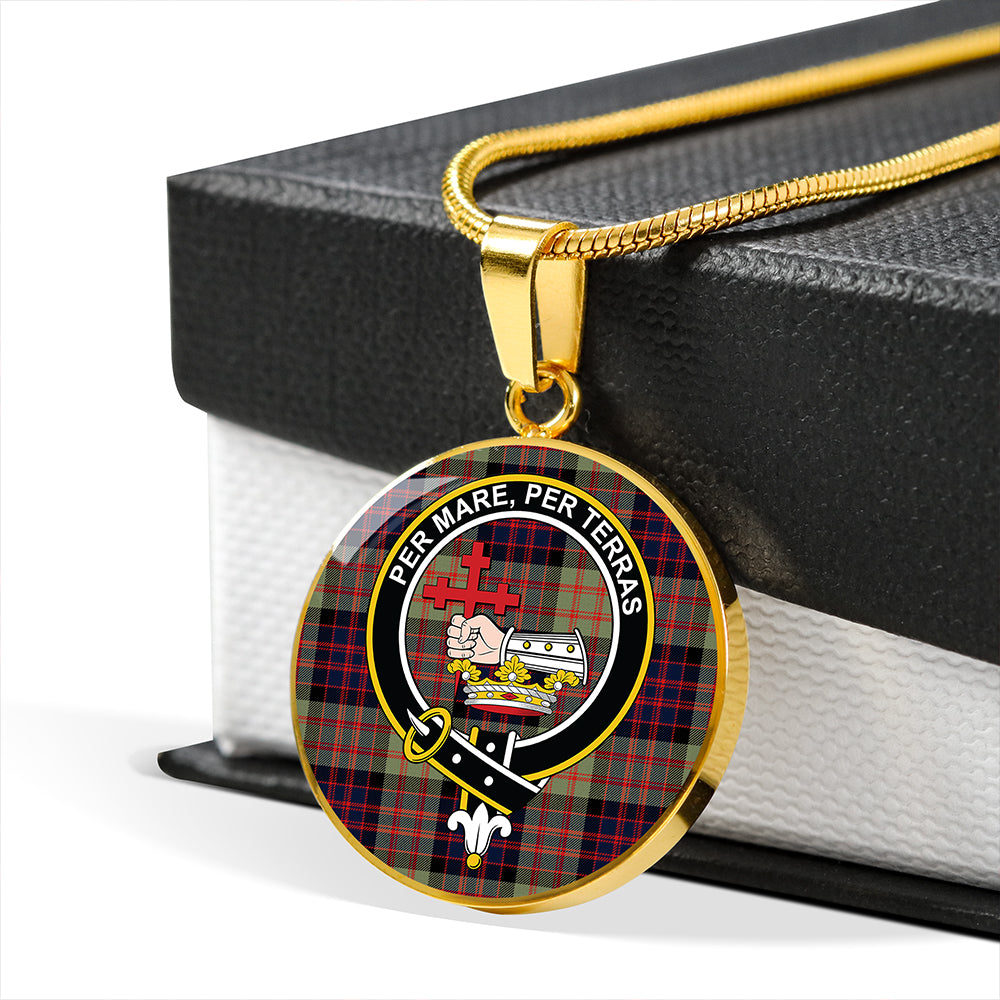 MacDonald #2 (Donald #2) Modern Tartan Crest Circle Necklace