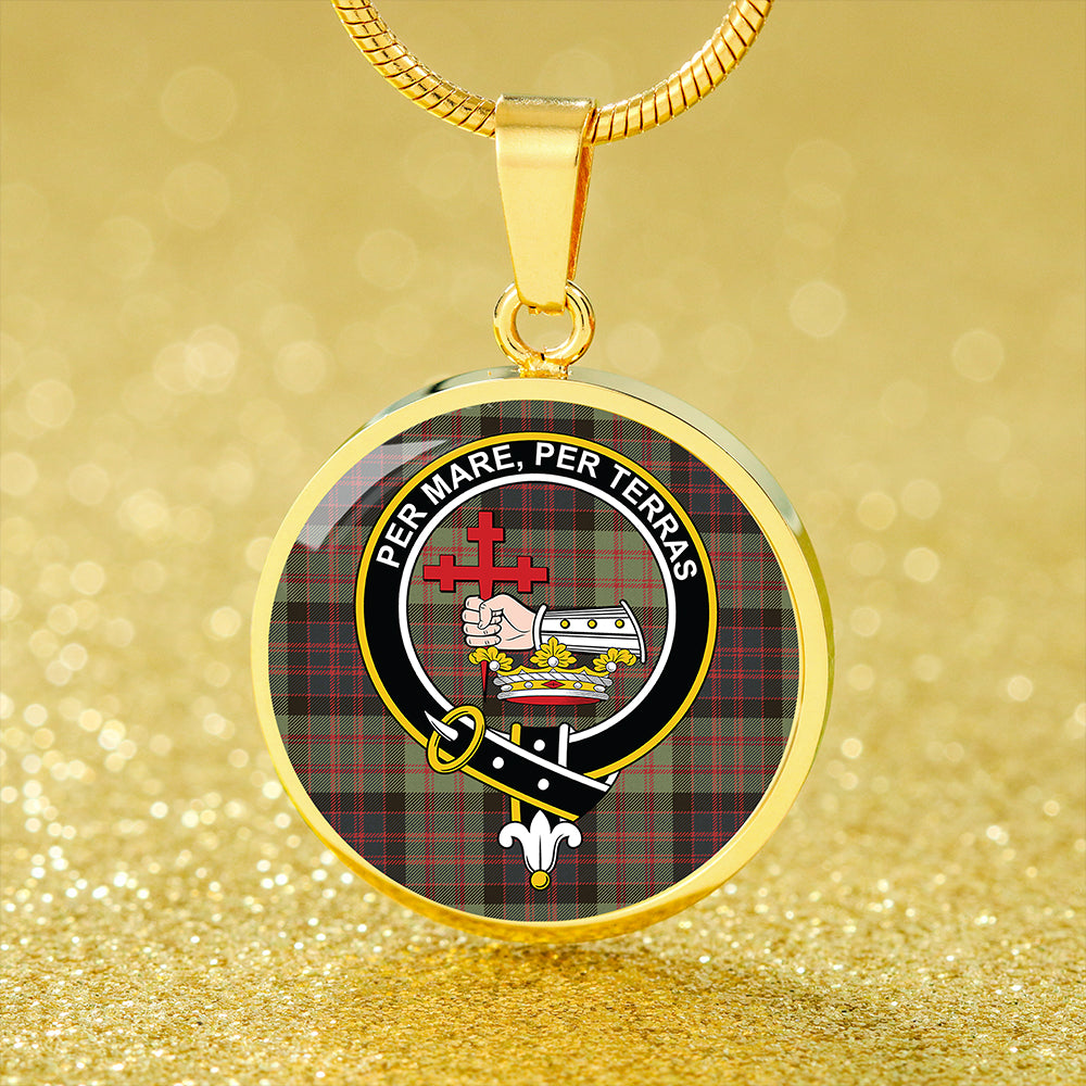 MacDonald #2 (Donald #2) Weathered Tartan Crest Circle Necklace