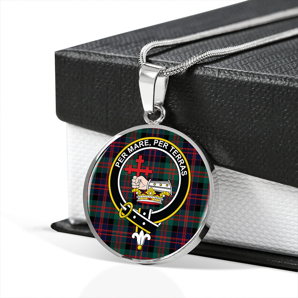 MacDonald (Donald) Modern Tartan Crest Circle Necklace