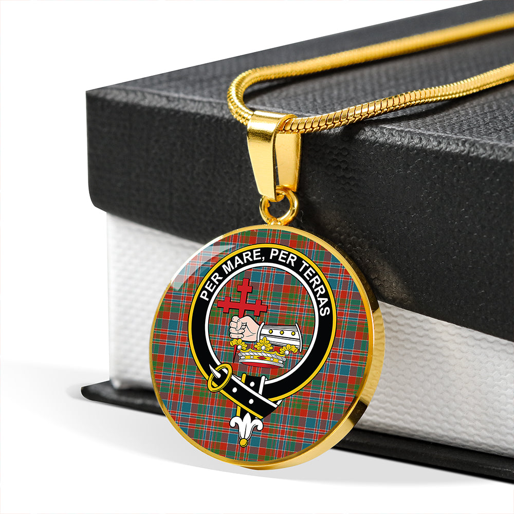 MacDonald of Boisdale (Donald Boisdale) Ancient Tartan Crest Circle Necklace