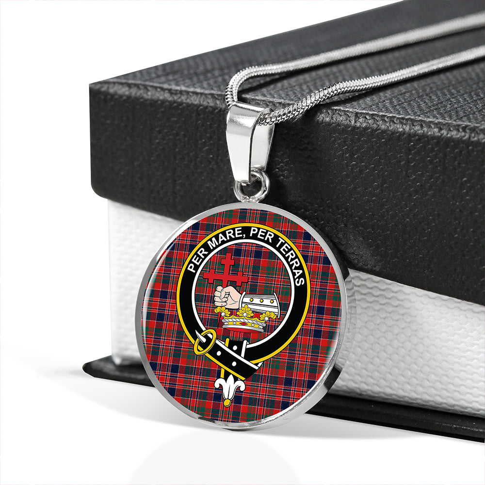 MacDonald of Boisdale (Donald Boisdale) Modern Tartan Crest Circle Necklace