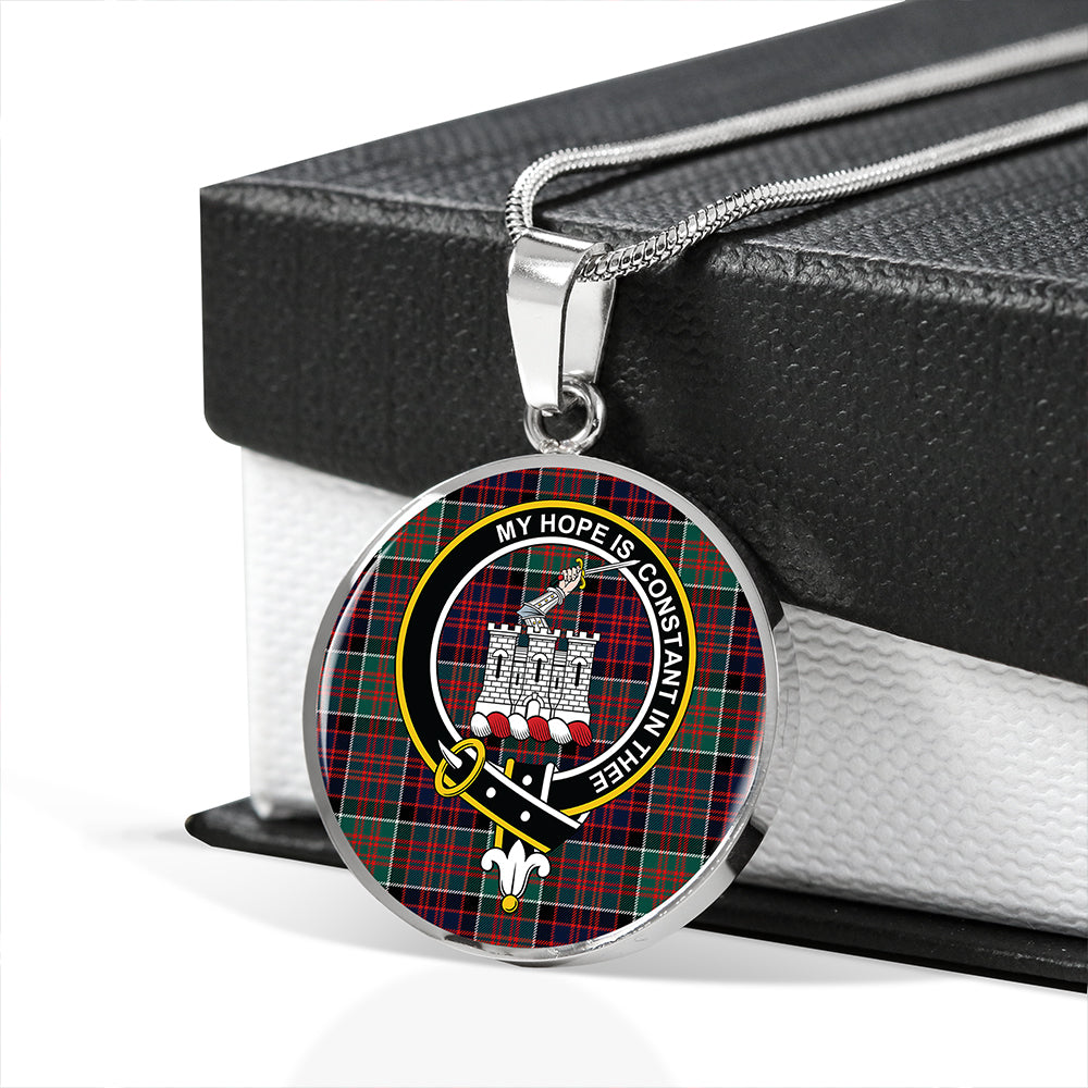 MacDonald of Clanranald Modern Tartan Crest Circle Necklace