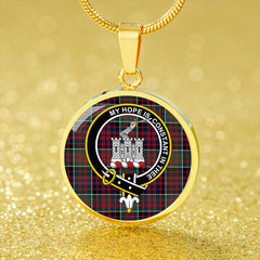 MacDonald of Clanranald Modern Tartan Crest Circle Necklace