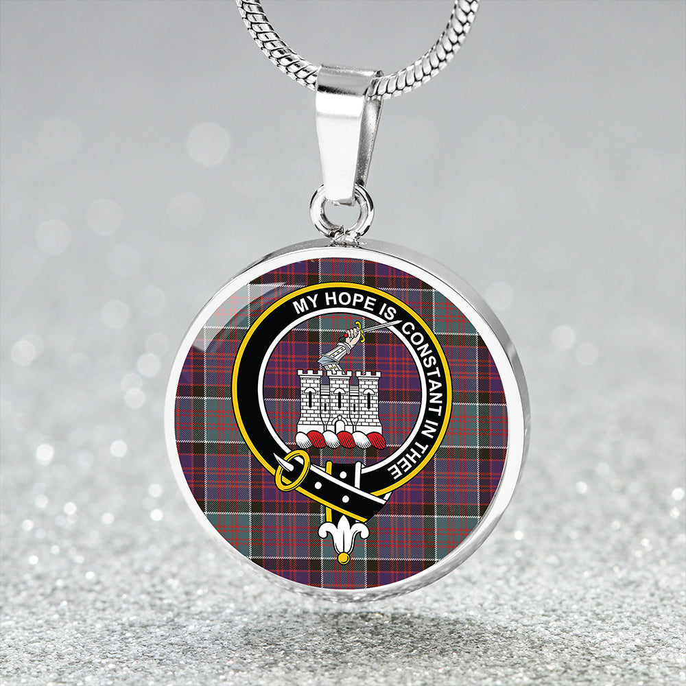 MacDonald of Clanranald Weathered Tartan Crest Circle Necklace