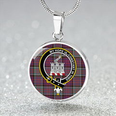 MacDonald of Clanranald Weathered Tartan Crest Circle Necklace