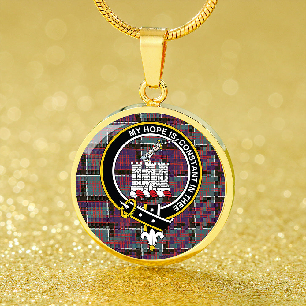 MacDonald of Clanranald Weathered Tartan Crest Circle Necklace