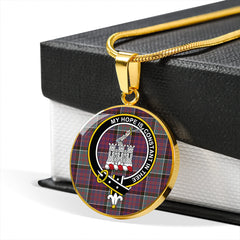 MacDonald of Clanranald Weathered Tartan Crest Circle Necklace