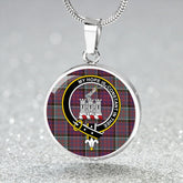 MacDonald of Clanranald (Donald of Clanranald) Weathered Tartan Crest Circle Necklace