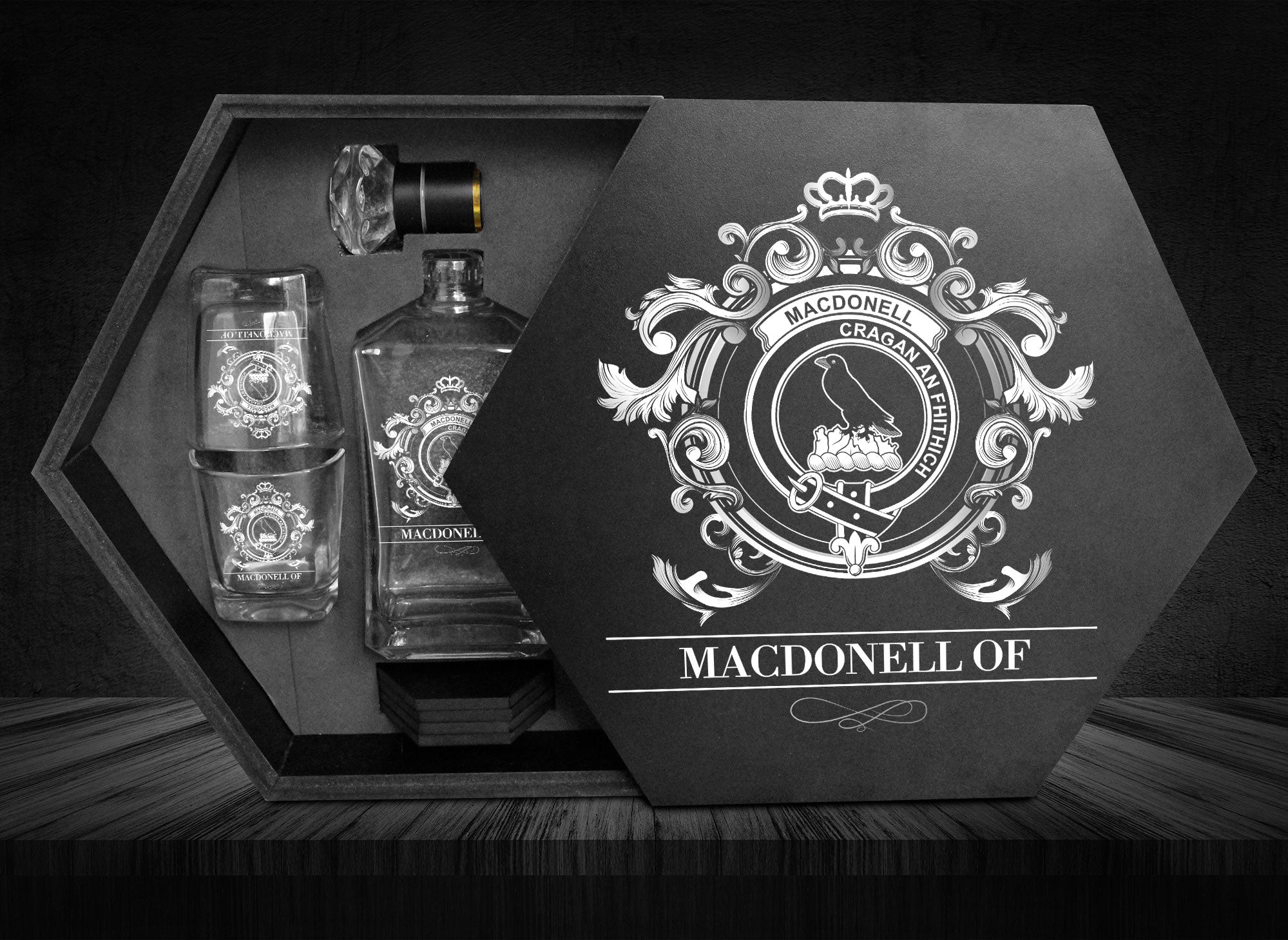 MacDonell (of Glengarry) Tartan Clan Decanter Set
