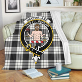 MacFarlane Black & White Tartan Crest Premium Blanket