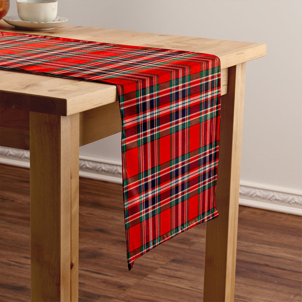 MacFarlane Red Modern Tartan Crest Table Runner