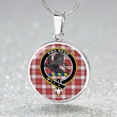 MacFie Dress (MacPhee Dress) Weathered Tartan Crest Circle Necklace