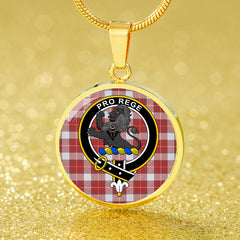 MacFie Dress (MacPhee Dress) Weathered Tartan Crest Circle Necklace