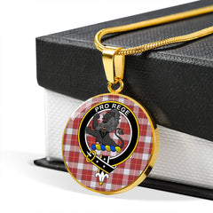 MacFie Dress (MacPhee Dress) Weathered Tartan Crest Circle Necklace