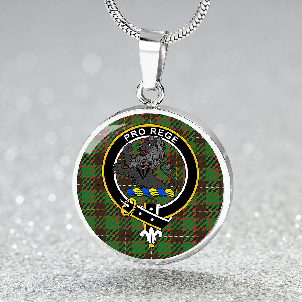 MacFie Hunting (MacPhee Hunting) Ancient Tartan Crest Circle Necklace