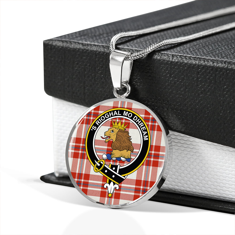 MacGregor Dress Red (Gregor Dress Red) Ancient Tartan Crest Circle Necklace