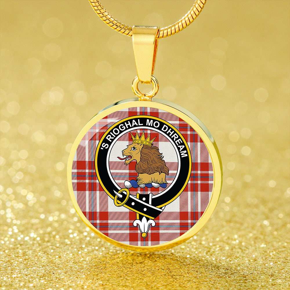MacGregor Dress Red (Gregor Dress Red) Ancient Tartan Crest Circle Necklace