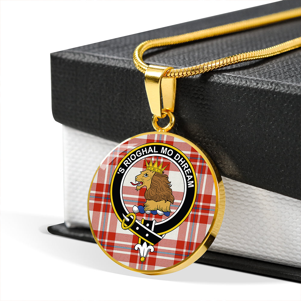 MacGregor Dress Red (Gregor Dress Red) Ancient Tartan Crest Circle Necklace