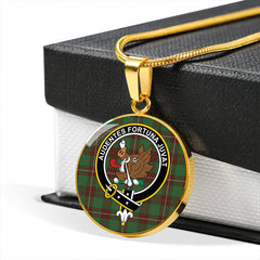 MacKinnon Hunting Modern Tartan Crest Circle Necklace