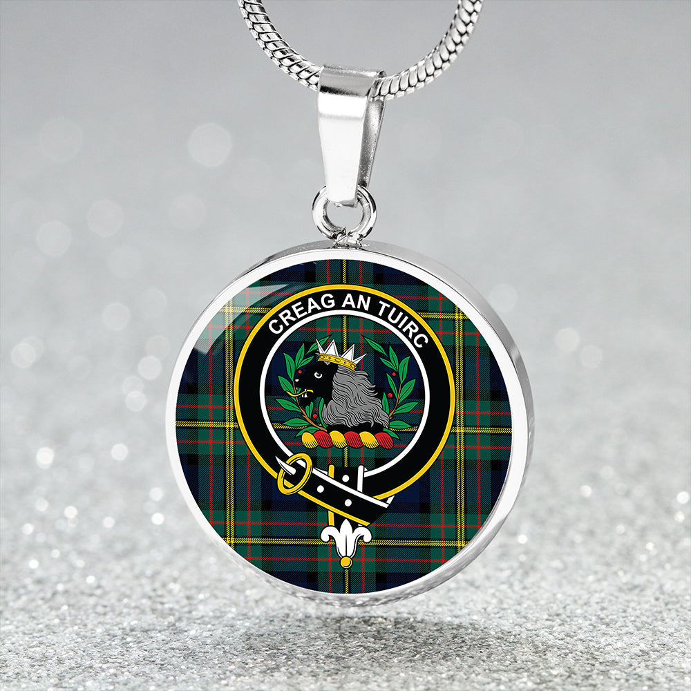 MacLaren Modern Tartan Crest Circle Necklace
