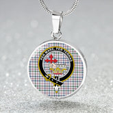MacLeod, Wedding (Personal) (MacDougal Arisaid) Modern Tartan Crest Circle Necklace