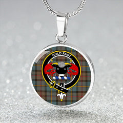 MacLeod of Harris (MacLeod Hunting) Weathered Tartan Crest Circle Necklace