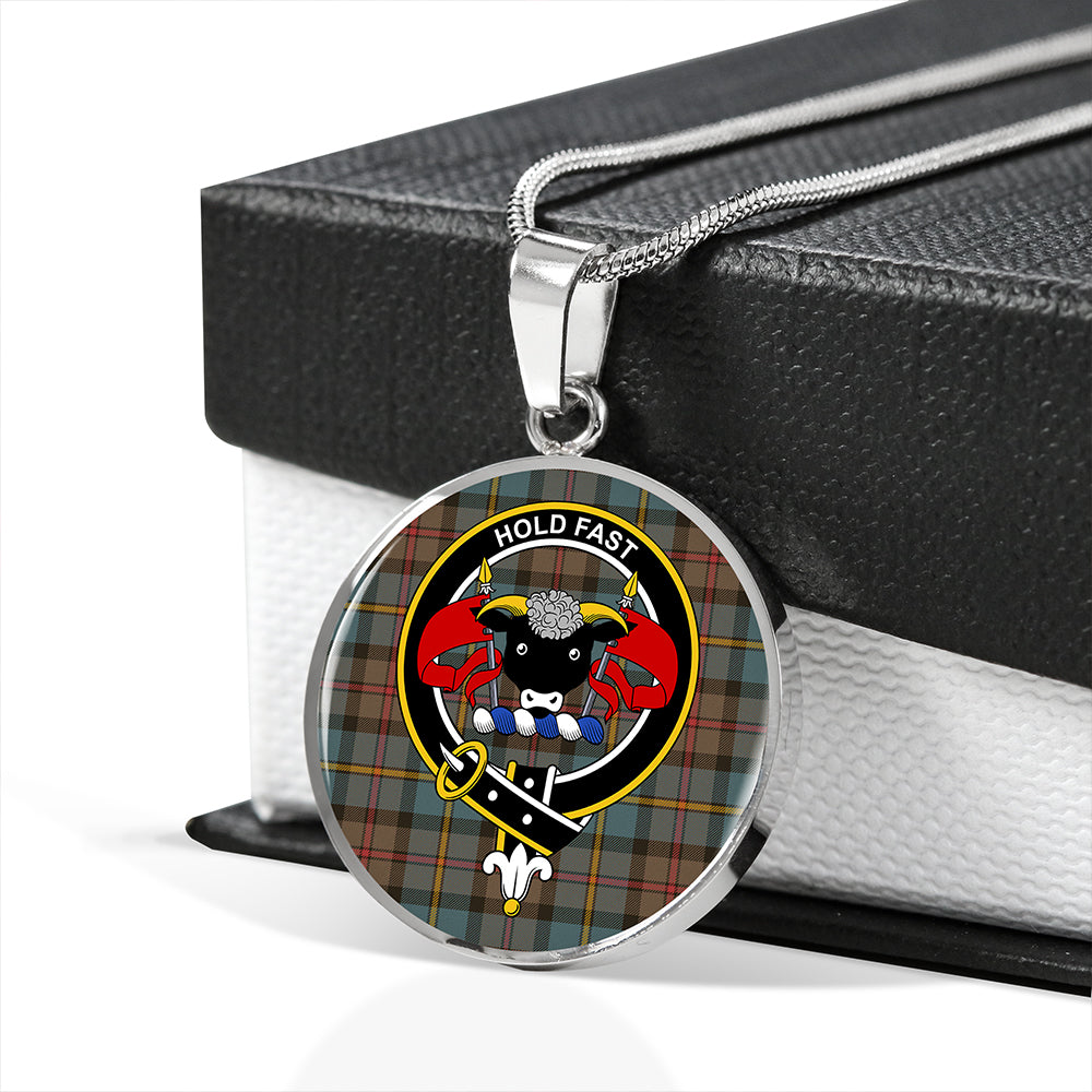 MacLeod of Harris (MacLeod Hunting) Weathered Tartan Crest Circle Necklace