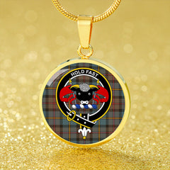 MacLeod of Harris (MacLeod Hunting) Weathered Tartan Crest Circle Necklace