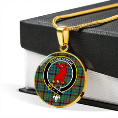 MacNicol Hunting Ancient Tartan Crest Circle Necklace