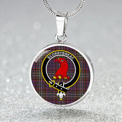 MacNicol Hunting Weathered Tartan Crest Circle Necklace