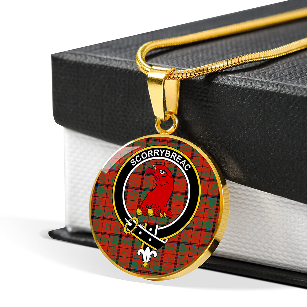 MacNicol Red Ancient Tartan Crest Circle Necklace