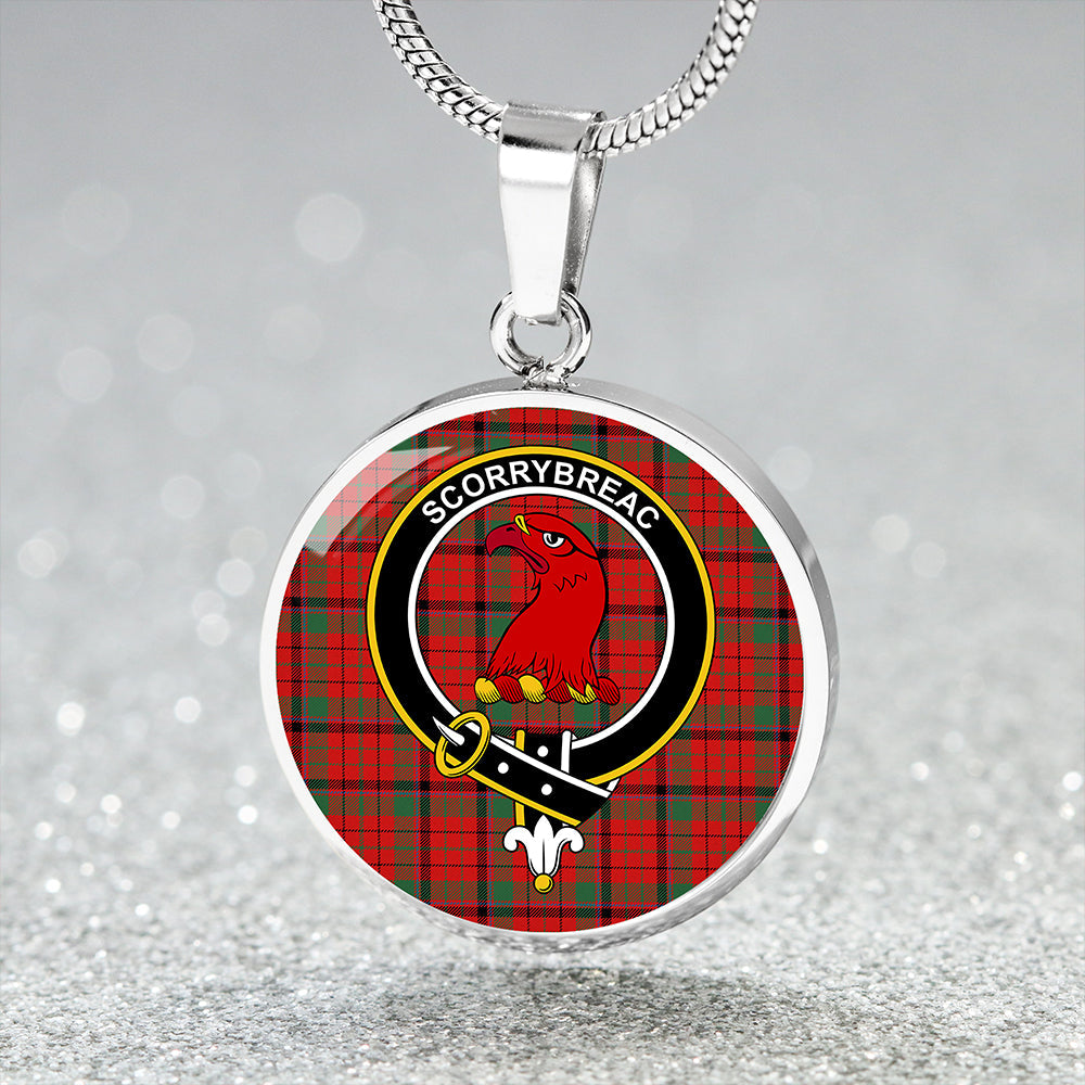 MacNicol Red Modern Tartan Crest Circle Necklace