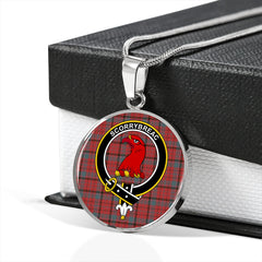 MacNicol Red Weathered Tartan Crest Circle Necklace