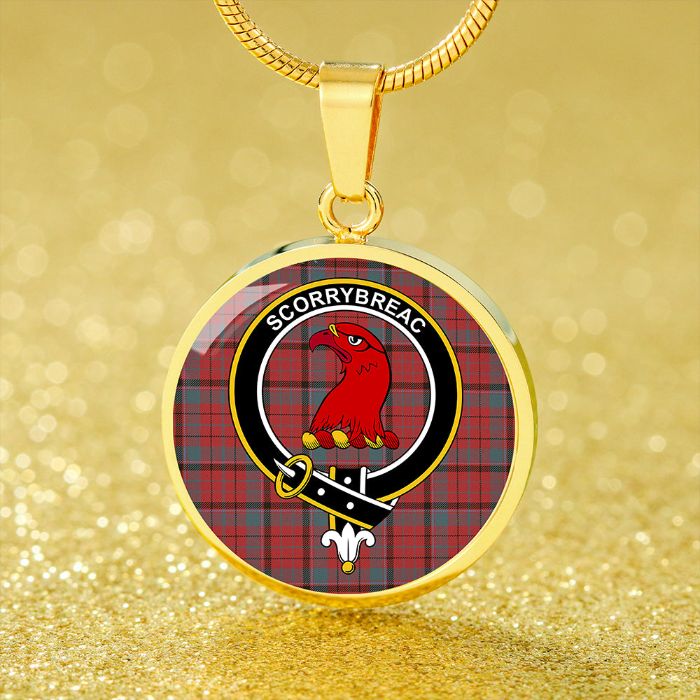 MacNicol Red Weathered Tartan Crest Circle Necklace