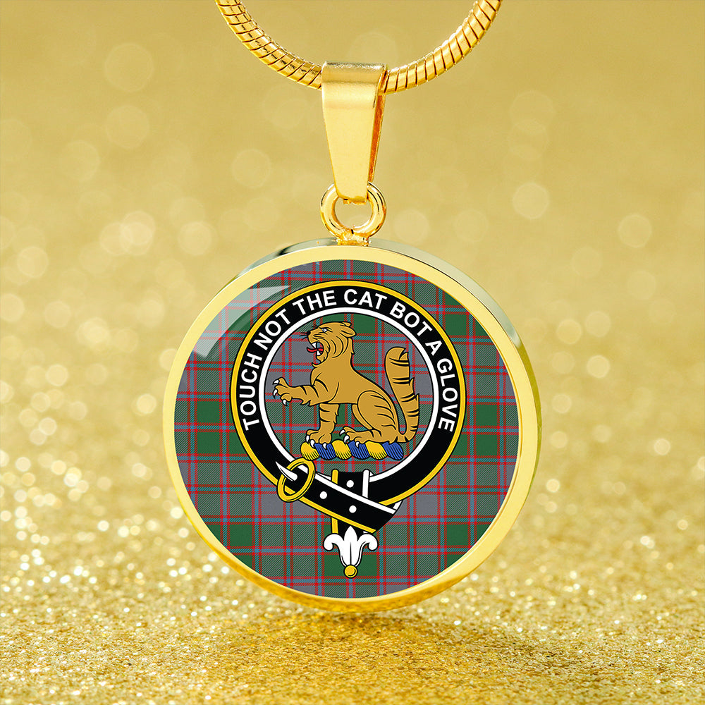 MacPherson of Glentruim Modern Tartan Crest Circle Necklace
