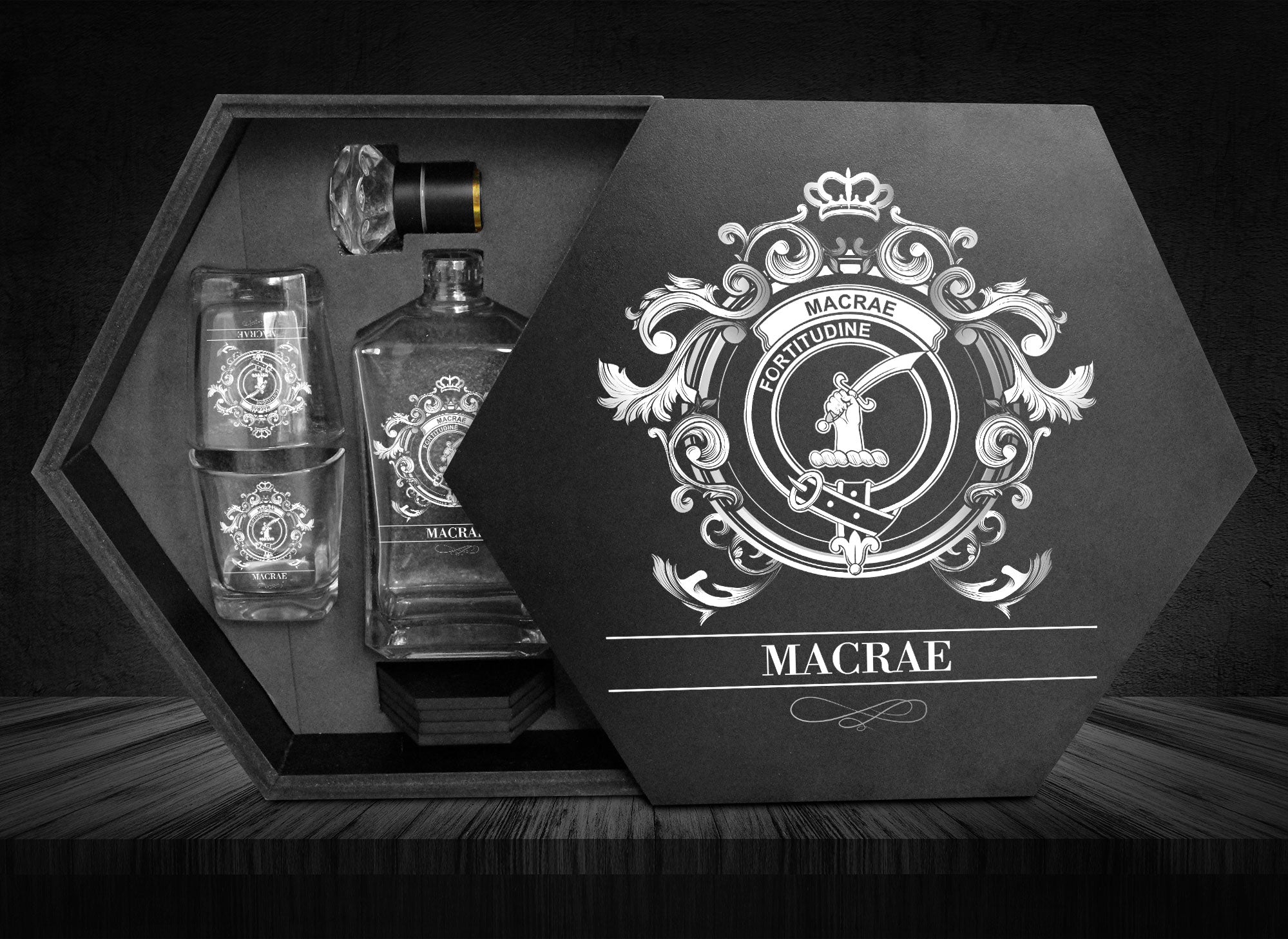 MacRae Tartan Clan Decanter Set