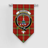 Morrison Red Modern Tartan Crest Gonfalon