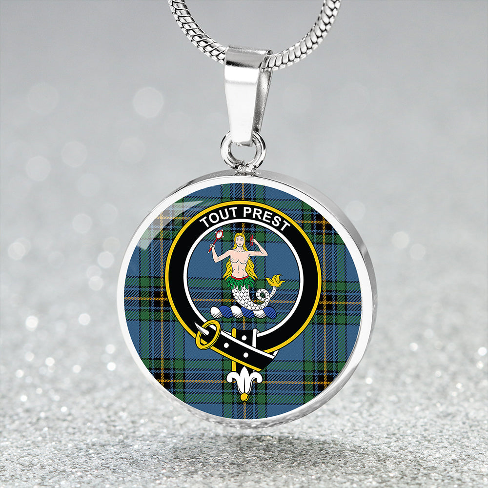 Murray of Elibank Ancient Tartan Crest Circle Necklace