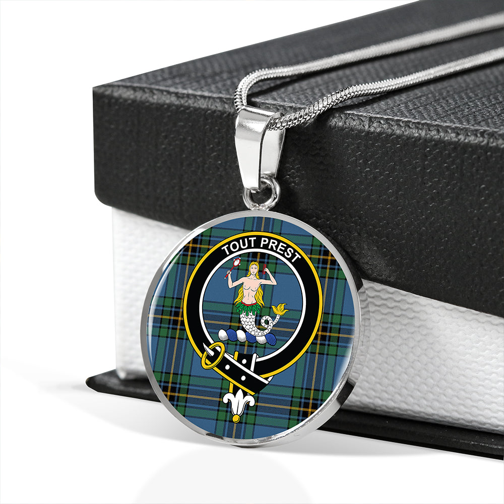Murray of Elibank Ancient Tartan Crest Circle Necklace
