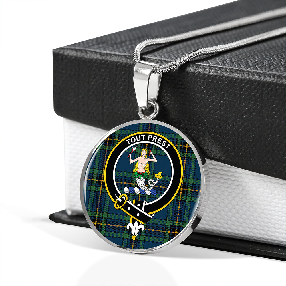 Murray of Elibank Modern Tartan Crest Circle Necklace