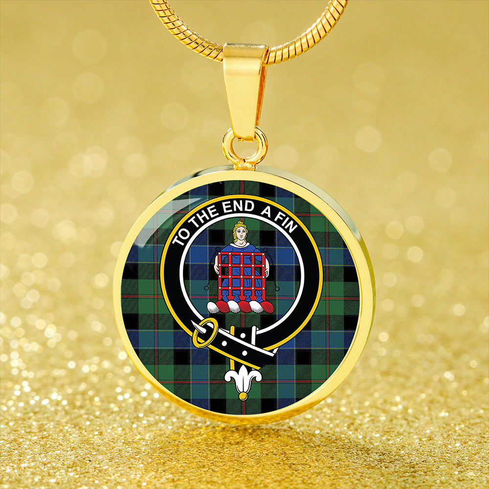 Ogilvie Hunting Modern Tartan Crest Circle Necklace