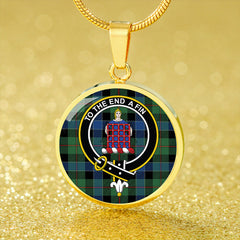 Ogilvie Hunting Modern Tartan Crest Circle Necklace