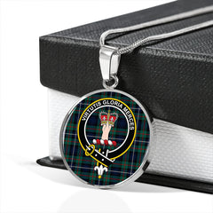 Robertson Hunting Modern Tartan Crest Circle Necklace