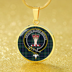 Robertson Hunting Modern Tartan Crest Circle Necklace
