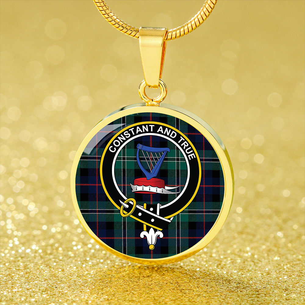 Rose Hunting Modern Tartan Crest Circle Necklace